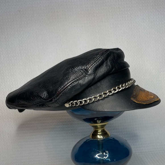 Harley Davidson Embossed Leather Captain Motorcycle Hat USA made Size L-XL - Picture 5 of 8